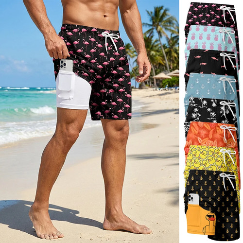 Herren 2in1 badehose - 2in1, druck